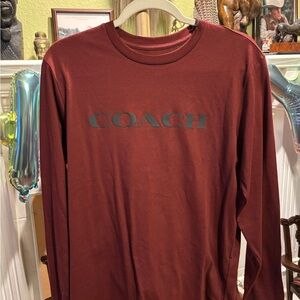 Coach Men's Burgundy Long Sleeve Tee